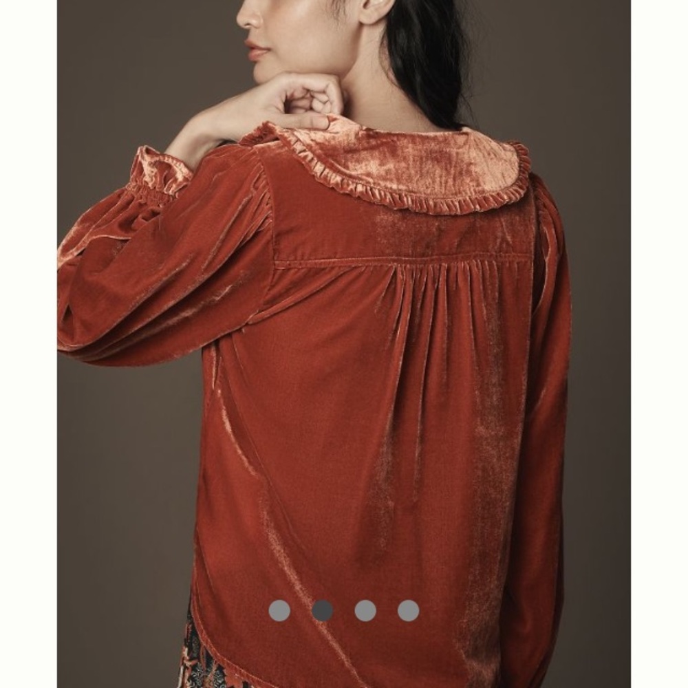 Anthropologie Pilcro Women's Velvet Rust Top NWT XL - Picture 3 of 4